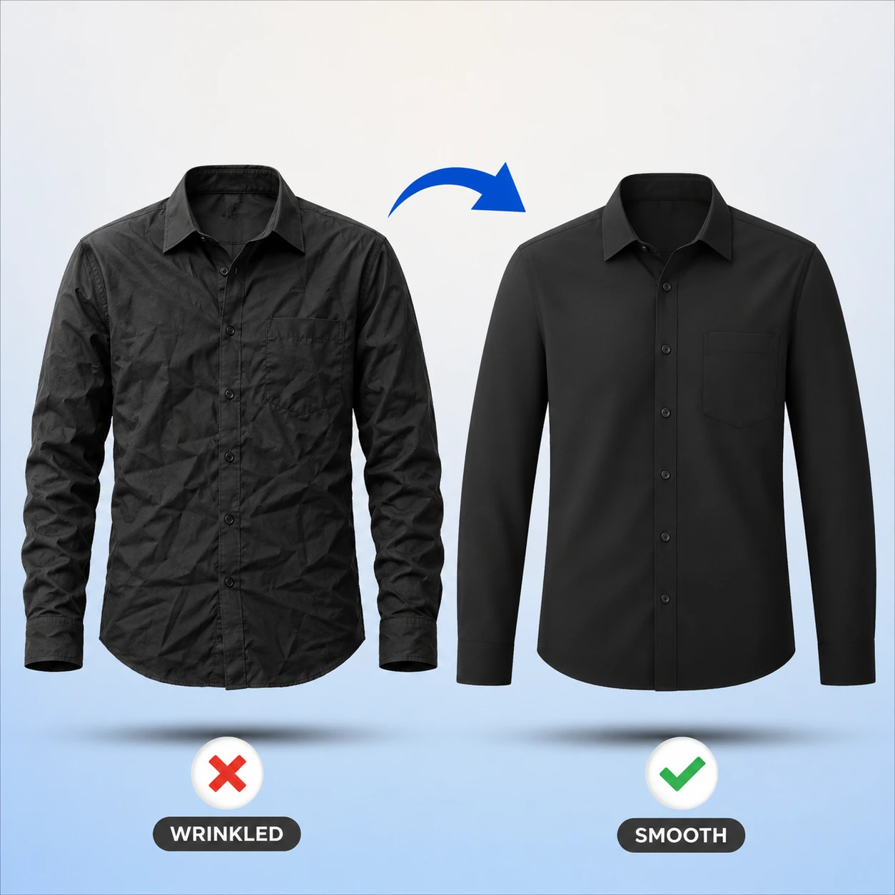 Smooth wrinkle-free clothing apparel listings ready for Shopify upload